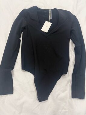 Wilfred Black Long-Sleeve V-Neck Kids One-Piece Bodysuit